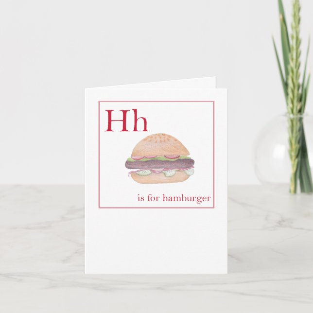 H est pour la carte de vœu d'alphabet de Hamburger (Devant)