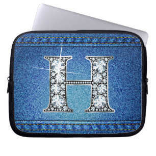 H Faux "Diamond" Denim Sac Électronique