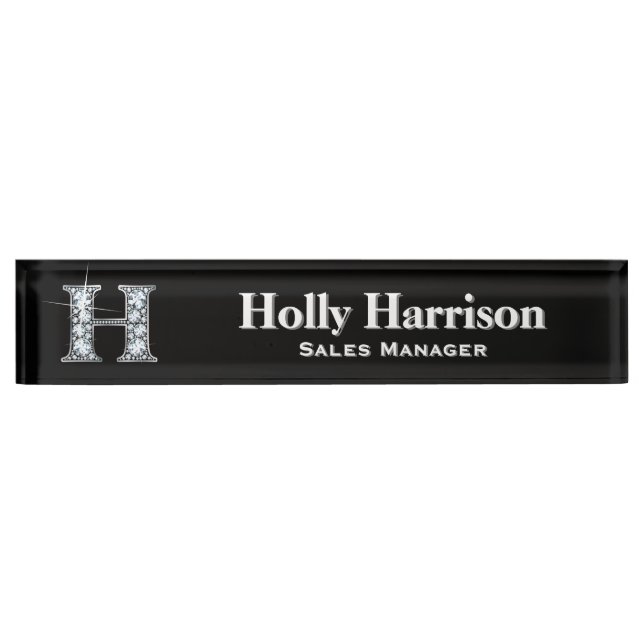H Faux Diamond Desk Plaque signalétique (Devant)