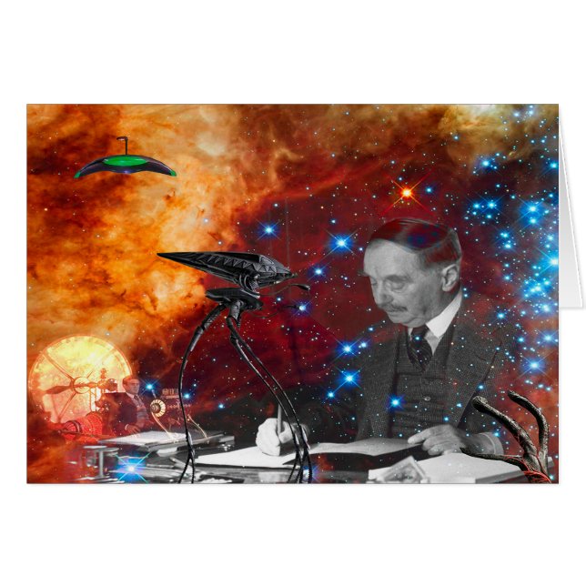 H.G.Wells Science Fiction Birthday Card (Devant horizontal)