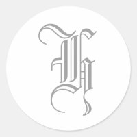 H Lettre Monogram Sticker Grey Old English
