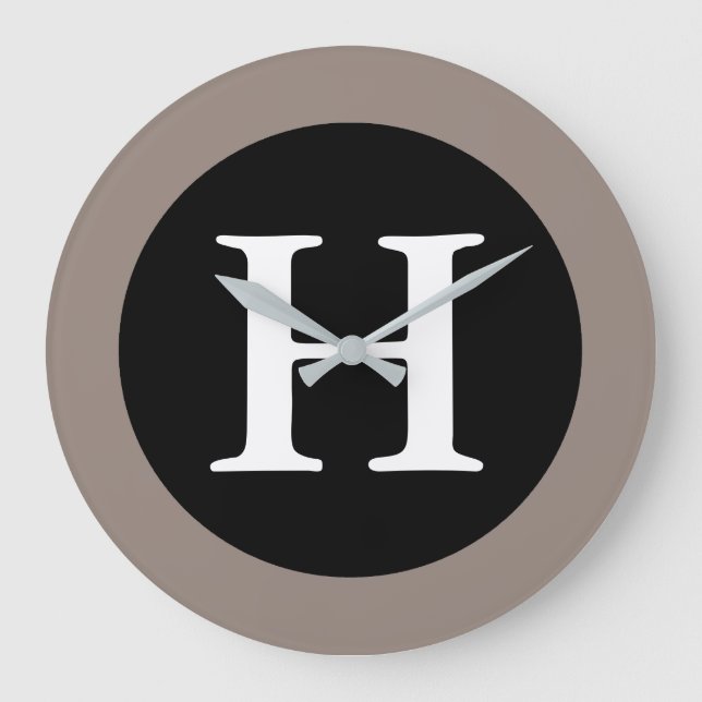 H :: Monogramme H Grande horloge murale moderne (Recto)