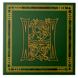 H Monogramme "Irish Gold on Green" Carreaux en cér