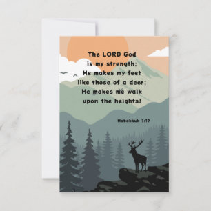 Habakkuk 3:19 Bible Verse Deer Mountains Carte Pla