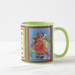 HABILLÉ EN PÈRE NOËL ROUGE, VERS DE MUG CARDINAL D