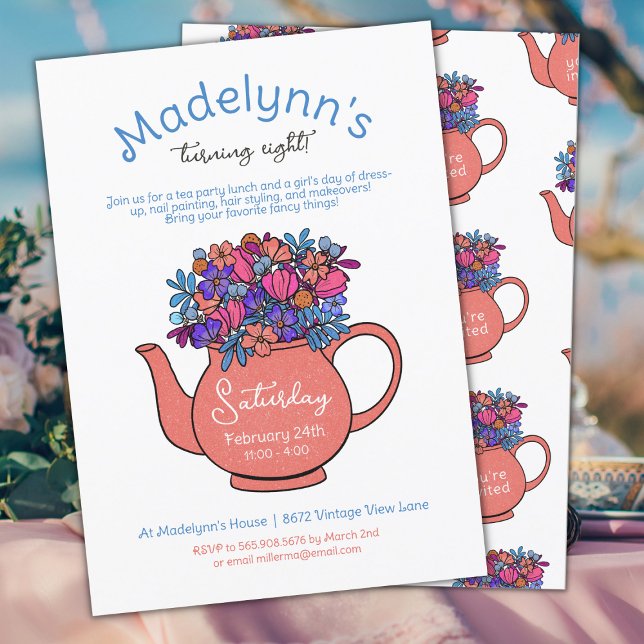 Habille Tea Party Filles Anniversaire Invitation (Créateur téléchargé)