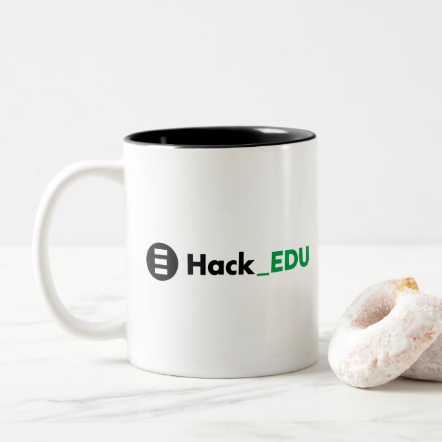 HackEDU foncé à deux tons de café Mug (Avec donut)
