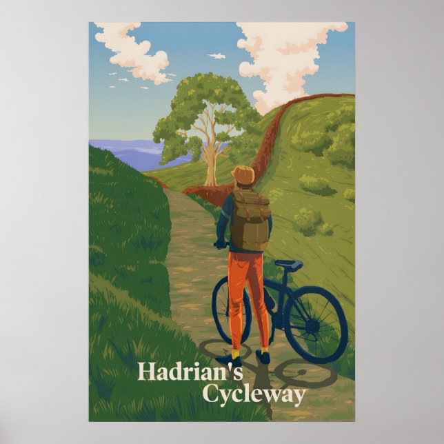 Hadrians Cycleway Cycling Travel Poster (Devant)