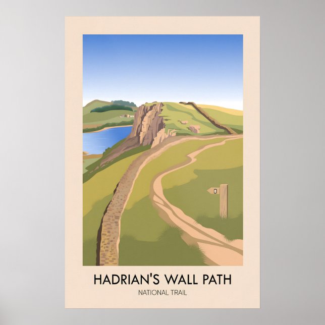 Hadrians Wall Path National Trail Travel Poster (Devant)