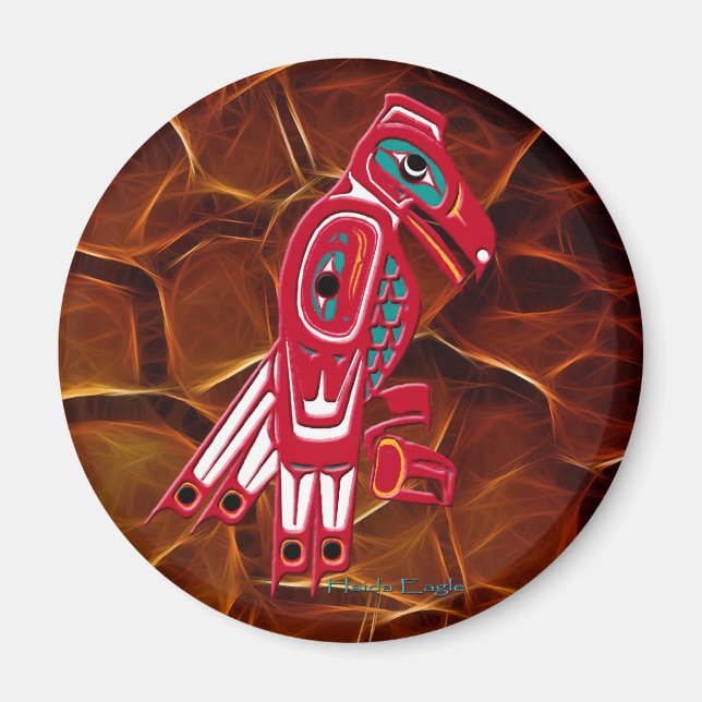 HAIDA EAGLE & Orange Fractal Native Art Magnet (Devant)