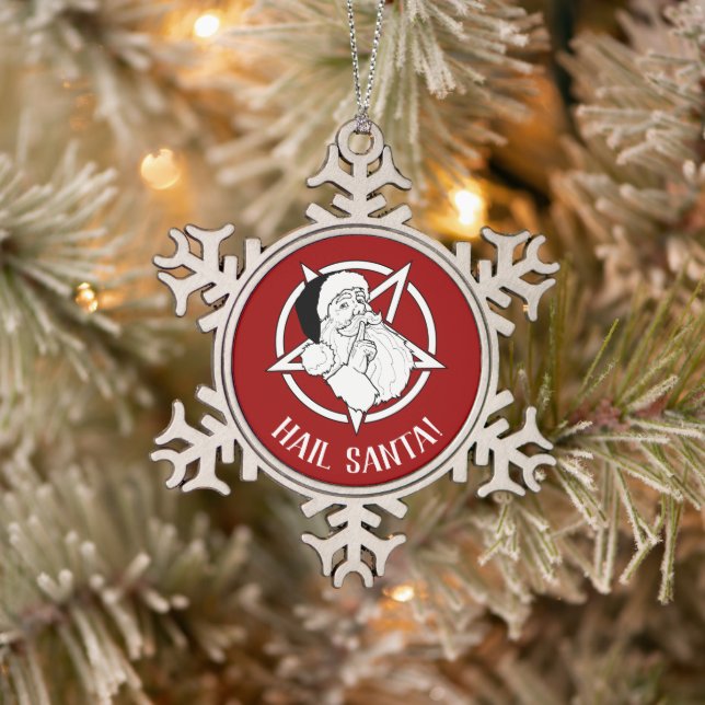 Hail Père Noël Pentagram Snowflake Ornement encadr (Arbre)