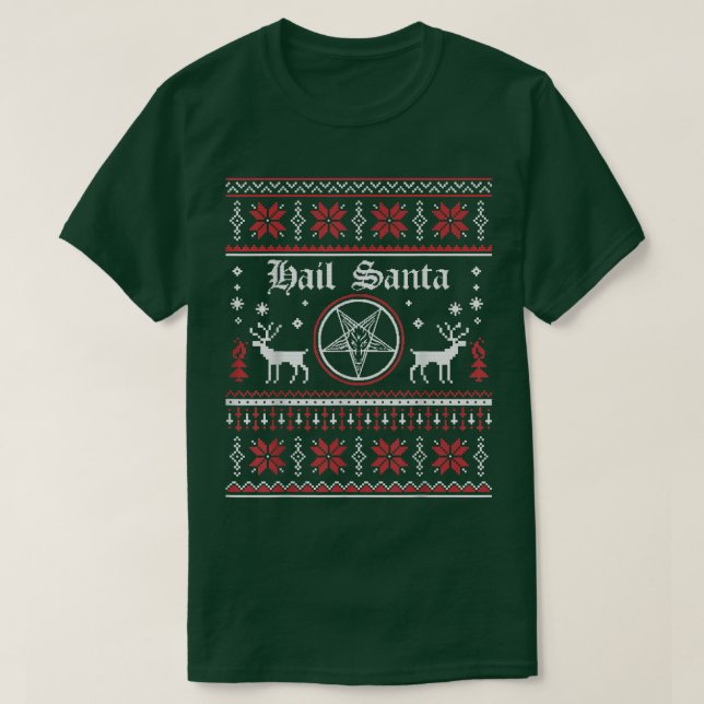 Hail Père Noël Satanic Pentagram laide Noël Sweat (Design devant)