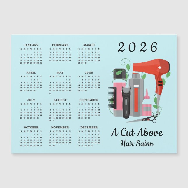Hair Stylist Design 2026 Calendar Magnetic Card (Devant)