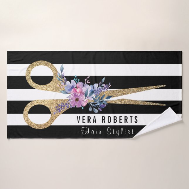 Hair Styliste Parties scintillant ciseau Floral Be (Serviette de bain)