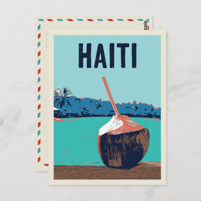 Haïti délicieuse boisson de coco carte postale (Devant / Derrière)