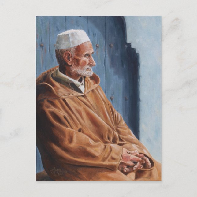 Haj - Carte postale peinture d'un Marocain (Devant)