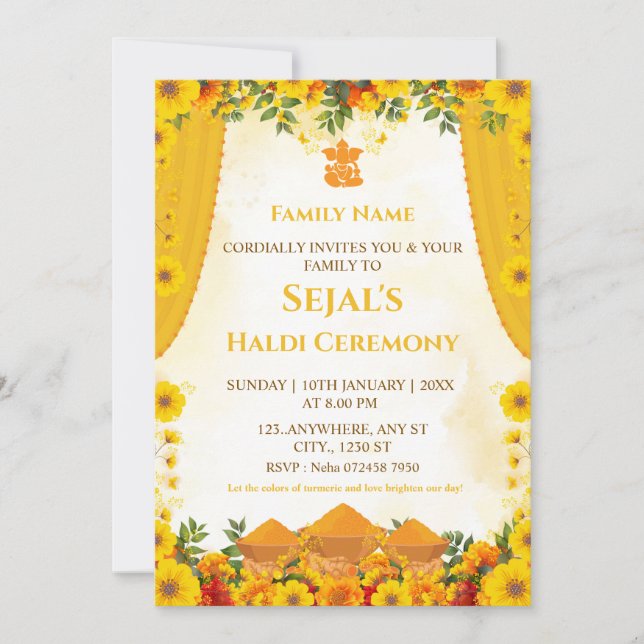 Haldi Ceremony Invitation Card (Devant)