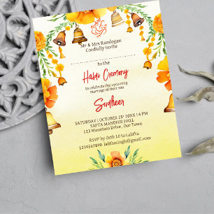 Haldi marigolds sonne invitation du budget mariage