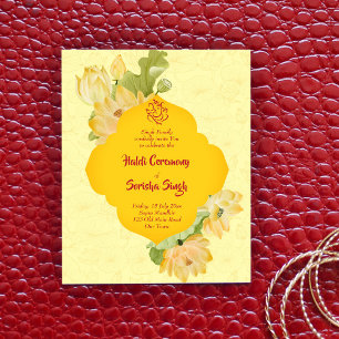Haldi pithi jaune lotus fleurs budget invitation