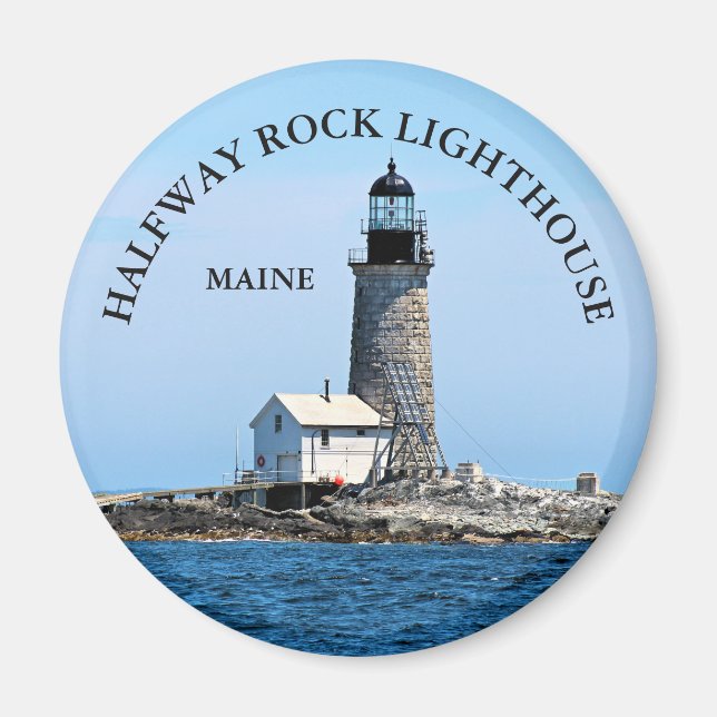 Halfway Rock Lighthouse, Maine Round Magnet (Devant)