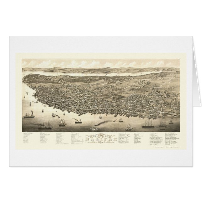 Halifax, NS, carte panoramique du Canada - 1879 (Devant horizontal)