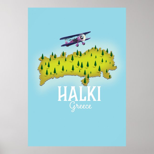 Halki Grèce Carte Affiche de voyage illustrée (Devant)