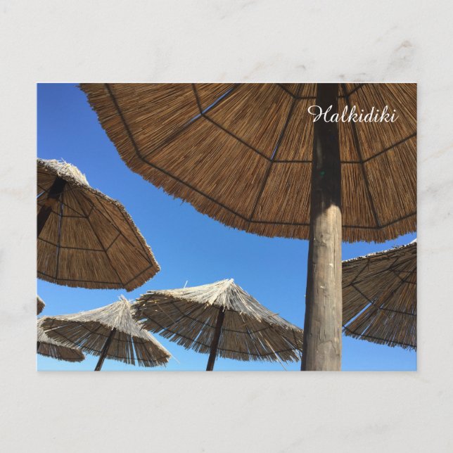 Halkidiki Beach Umbrellas Photo Carte postale (Devant)