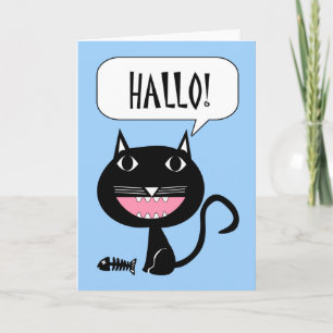 Hallo ! Bonjour carte écrite en néerlandais, chat