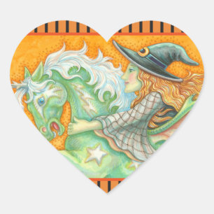 HALLOUEZ EVE WITCH ET HORSE STICKERS BILLETS DE CO