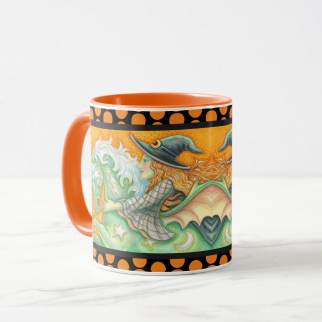 HALLOUS EVE WITCH ET HORSE COMBO MUG Black Orange (Devant gauche)