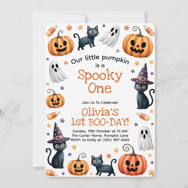 Halloween 1er anniversaire invitation éffrayante u (Devant)
