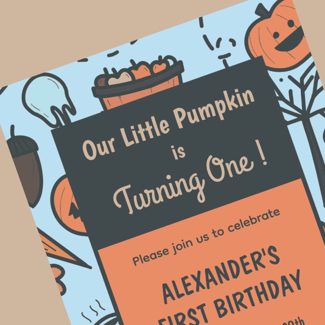 Halloween 1er anniversaire invitations automne cit (Halloween-1st-birthday-invitations-autumn-pumpkin-1)
