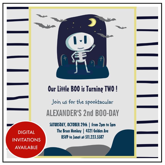 Halloween 2e anniversaire invitations mignonnes po (halloween-2nd-birthday-invitations-little-boo-cute-1)
