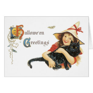 Halloween à l'ancienne, Fille avec chat noir