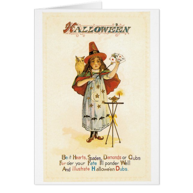 Halloween à l'ancienne, sorcière avec hibou (Devant)
