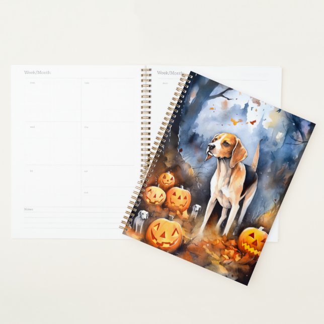Halloween American English Foxhound avec citrouill (Devant avec enveloppe)
