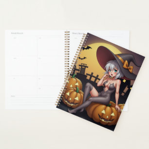 Halloween Anime Chaude Sorcière sur Citrouille de