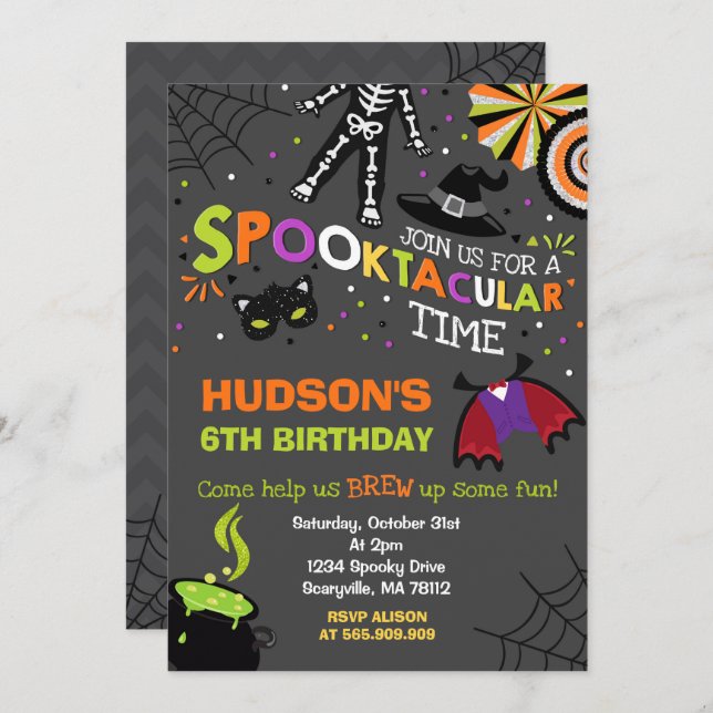 Halloween Anniversaire Invitation Spooktacular Par (Devant / Derrière)