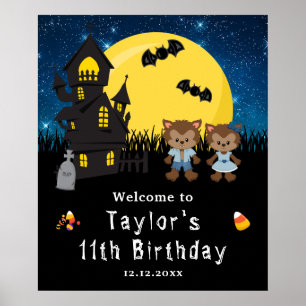 Halloween Anniversaire Werewolfs Affiche de bienve