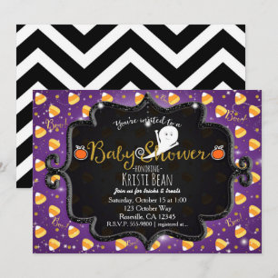 HALLOWEEN BABY SHOWER Candy Corn Ghost Invitation