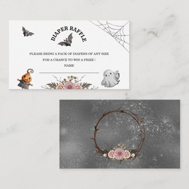 Halloween baby shower diaper tombola carte de boît (Devant / Derrière)