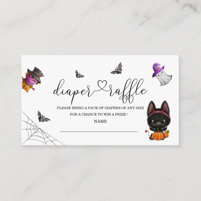Halloween baby shower diaper tombola carte de boît (Devant)