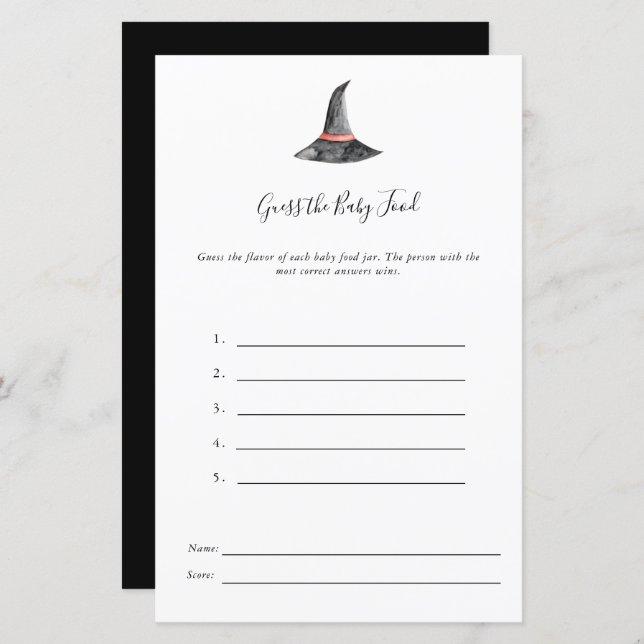 Halloween Baby shower Game Guess the Baby Food (Devant / Derrière)