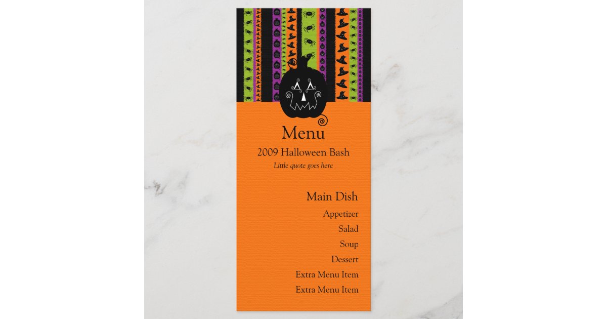 Halloween Barre La Carte De Menu De Citrouille Zazzle Fr