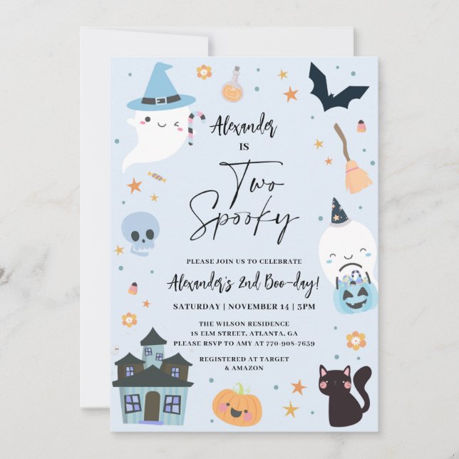 Halloween bleu 2e anniversaire Invitation (Devant)