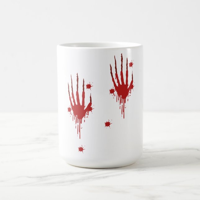"Halloween Bloody Hands Mug - Scary Blood Splatz (Centre)