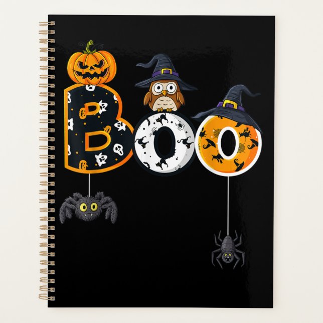 Halloween Boo Owl avec sorcière Casquette araignée (Devant)