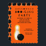 Halloween Bowling Party Invitations<br><div class="desc">Funny Halloween bowling party invites featuring a bowling pin ghost and black ball.</div>