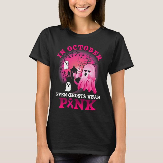 halloween breast cancer pink ghost T-Shirt (Devant)