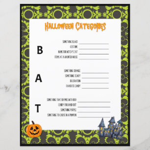 Halloween catégories jeu
